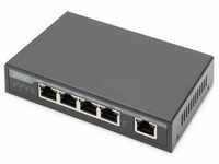 Digitus 4-Port Gigabit 4PPoE Extender, 802.3at, 60 W (5 Ports), Netzwerk Switch,