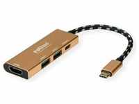 Roline USB Typ C Dockingstation (USB C), Dockingstation + USB Hub, Gold
