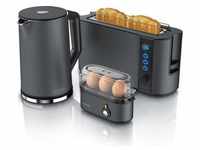 Arendo Frühstücks Set, Wasserkocher 1,5l Temperaturwahl, 2-Scheiben Toaster &