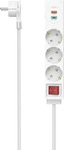 Hama 00223185, Hama Steckdosenleiste, 3-fach, USB-C/A 18W, PD/QC, Schalter, Flachst.,