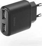 Hama 00201627, Hama Ladeger&auml;t, 2-fach USB, 12 W, Schwarz (12 W, 1 Port) (00201627)