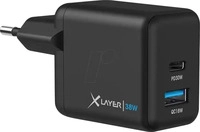 Xlayer 219853, Xlayer Universal Powercharger 38W USB Typ C Black (38 W, 2 Ports)