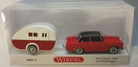 Wiking 020203, Wiking 020203 H0 PKW Modell Ford Taunus 12M mit Wohnwagen (020203)