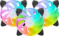 Mars Gaming MF3AR, Mars Gaming Lot De 3 Ventilateurs Boitier Mf-3ar RGB - 12cm (Noir)
