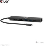 Club 3D CSV-2553, Club 3D Club3D USB-C 7in1-HUB >HDMI/2xUSB/USB-C/LAN 4K60Hz PD100W