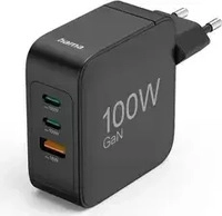 Hama 00201962, Hama Schnellladeger&auml;t, GaN, 2x USB-C, 1x USB-A, PD, 100 W, Schwarz