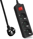 Helos 262803, Helos Steckdosenleiste CLASSIC, 3-fach, schwarz, 1,5m, mit...