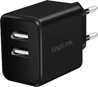 LogiLink PA0210, LogiLink USB Steckdosenadapter (12 W, 2 Ports) (PA0210) Schwarz