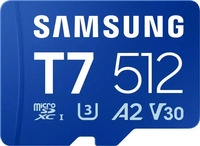 Samsung MB-MB512T/WW, Samsung T7 (512 GB, microSDXC, U3, UHS-I) (MB-MB512T/WW) Blau