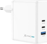 Xlayer 220356, Xlayer Powercharger (140W) 1x USB-A / 2x USB-C, weiss (140 W, 3...