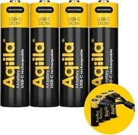 Aqiila 2227968, Aqiila - USB-C Wiederaufladbare Batterie - AA - 2000 mAh - 4er-Pack