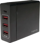 LogiLink PA0122, LogiLink Tischladeadapter PA0122 (60 W, 4 Ports) (PA0122) Schwarz