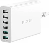 BlitzWolf BW-S15 EU, BlitzWolf BW-S15 (60 W, 6 Ports) (BW-S15 EU) Silber/Weiss
