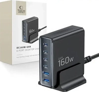 Tech-Protect DC160W-GAN 6-PORT DESKTOP-LADEGER&Auml;T PD 160W / QC3.0 SCHWARZ (160 W, 6