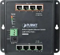Planet WGS-804HP, Planet IP30 8-Port Gigabit Wall-mount Switch 4-Port 802.3AT POE+