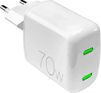 SBS PUFCMTCUSBCC70WGWHI, SBS Puro GaN Wall Charger with 2 USB-C ports, 70W,...