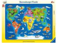 Ravensburger 00.006.641, Ravensburger Weltkarte mit Tieren (30 Teile)
