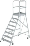 Munk 228733, Munk Podesttreppe einseitig begehbar mit Federrollen Aluminium geriffelt