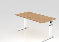 Hammerbacher Schreibtisch C-Fuss 160x80cm Asteiche/Weiss (30036727) Braun/Weiss