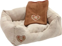 Kerbl ke81231, Kerbl Kuschelbett LOVE YOU, beige 47x37x17cm 50x40cm (Hund,...
