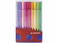 STABILO 6820-04, STABILO Fasermaler Pen 68 6820-04 20er Color Box rot/blau