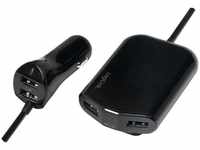 LogiLink 12899, LogiLink PA0149 USB Car Charger 2+2 Port, 24W, black Schwarz