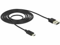 Delock 83850, Delock USB2.0-Kabel Easy A-MicroB: 2m, schwarz (2 m, USB 2.0)