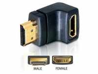 Delock 65071, Delock HDMI Stecker > HDMI Buchse 90° unten (HDMI, 8 cm) Schwarz