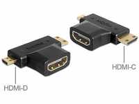 Delock 65446, Delock Adapter HDMI-A Buchse > HDMI-C + HDMI-D Stecker (HDMI, 2 cm)