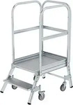 Munk 050102, Munk Podesttreppe einseitig begehbar mit Federrollen Aluminium geriffelt