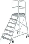 Munk 228733, Munk Podesttreppe einseitig begehbar mit Federrollen Aluminium geriffelt