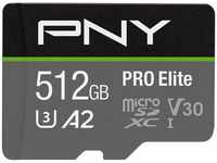 PNY P-SDUX512U3100PRO-GE, PNY Pro Elite (microSDXC, 512 GB, U3, UHS-I) Grau