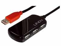 Lindy Aktiv-Verlängerung PRO mit Hub (USB A), Dockingstation + USB Hub, Schwarz