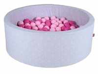 Knorrtoys Bällebad soft - "Geo cube grey" - 300 balls soft pink (ca. 6cm