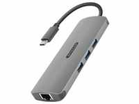 Sitecom CN 382 (USB C), Dockingstation + USB Hub, Grau
