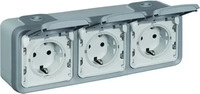 Legrand 69743, Legrand Plexo Classic Steckdose 3-fach waagerecht (69743) Grau
