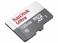 SanDisk Ultra (microSDXC, 128 GB, U1, UHS-I), Speicherkarte, Grau, Weiss