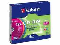 Verbatim CD-RW, 12x, 700MB, 5er Pack, Colour (5 x), Optischer Datenträger