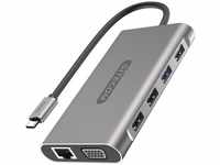 Sitecom CN 390 Docking Station (USB C), Dockingstation + USB Hub, Silber