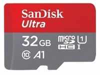 SanDisk Ultra (microSDHC, 32 GB, U1, UHS-I), Speicherkarte, Grau, Rot