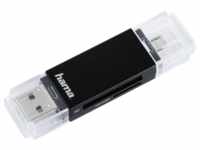 Hama Basic (USB 2.0, Micro USB), Speicherkartenlesegerät, Schwarz, Transparent