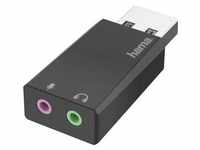 Hama USB-Soundkarte (USB 2.0), Soundkarte, Schwarz