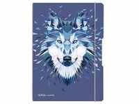 Herlitz, Heft + Block, Notizheft my.book flex A4 Wild Animals Wolf, liniert (A4,