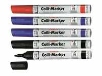 Herlitz, Marker, Permanent-Marker Colli 1-4 mm, 5 Stück, Blau/Rot/Schwarz (Rot,