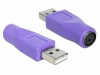 Delock Kombi-Adapter PS/2 zu USB (USB-A, 1 cm), Data + Video Adapter, Violett