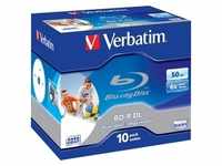 Verbatim 1x10 BD-R Blu-Ray 50GB 6x Speed printable Jewel Case (10 x), Optischer