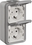 Legrand 69744, Legrand Plexo Classic Steckdose (SL) 2-fach senkrecht (69744) Grau