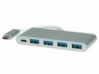 Roline USB 3.1C Hub (USB C), Dockingstation + USB Hub, Silber