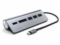 Satechi USB-C Aluminium Hub (USB C), Dockingstation + USB Hub, Grau