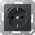 JUNG A1520-18AANM, JUNG A1520-18AANM m.USB Typ A Steckdose SCHUKO (A1520-18AANM) Grau